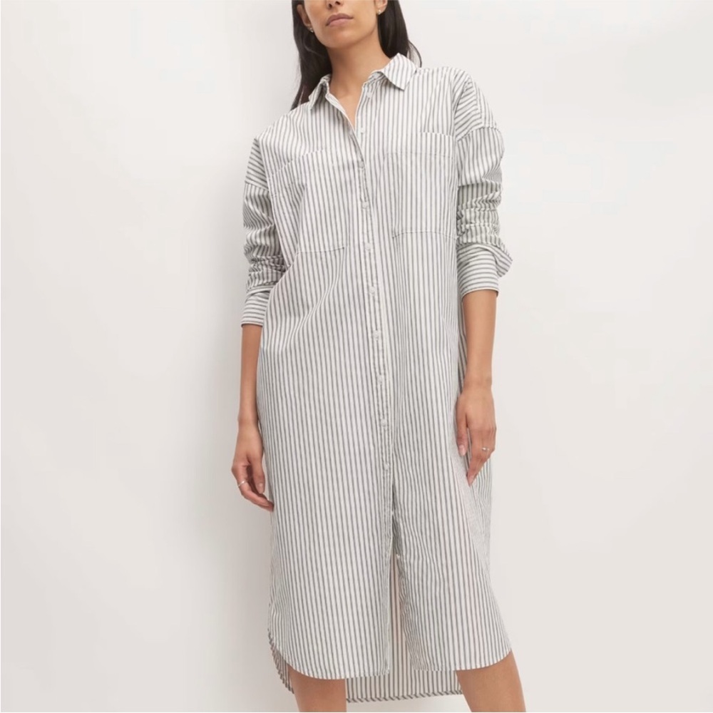 Everlane Women’s Long Midi Shirt Dress Striped Casual Preppy Size Medium